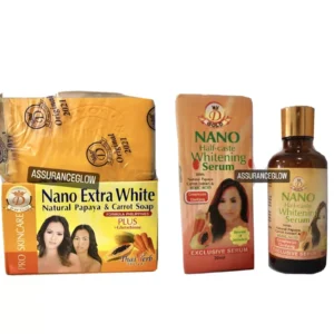 Nano Extra White Natural Papaya & Carrot Glutathione Vitamin SOAP + SERUM With Kojic Acid