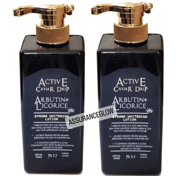 Active Caviar Drip Arbutin Vitamin & Licorice Lotion + Gold Face Cream + Oil.