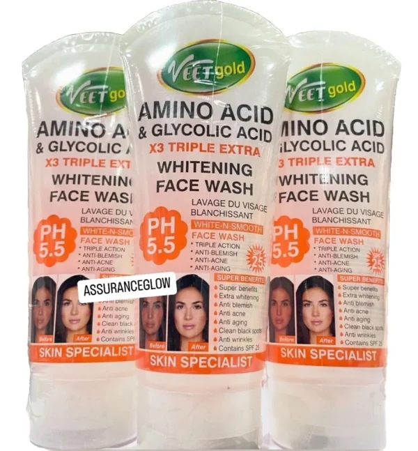 Veet Gold Amino Acid & Glycolic Acid Face Wash Foaming Cleanser SPF 25